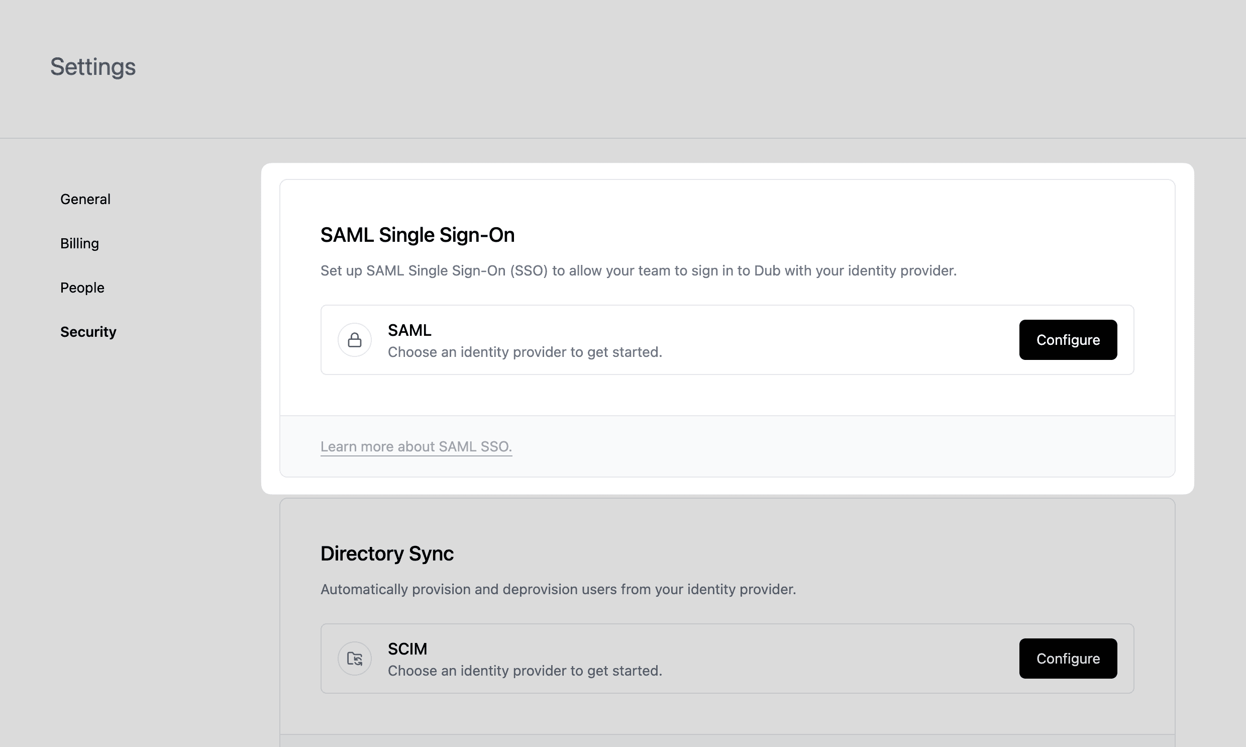SAML SSO section on the Social Forge dashboard